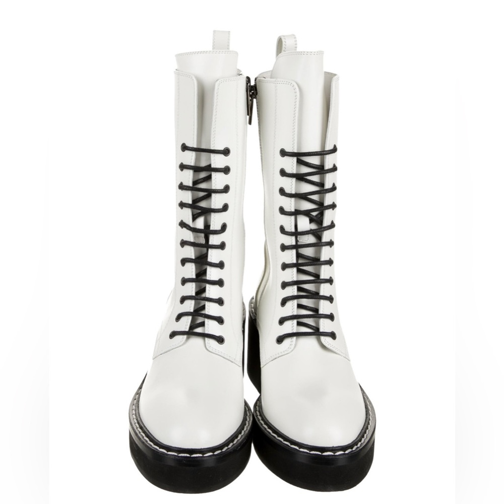 Khaite Cody White Leather Combat Boot